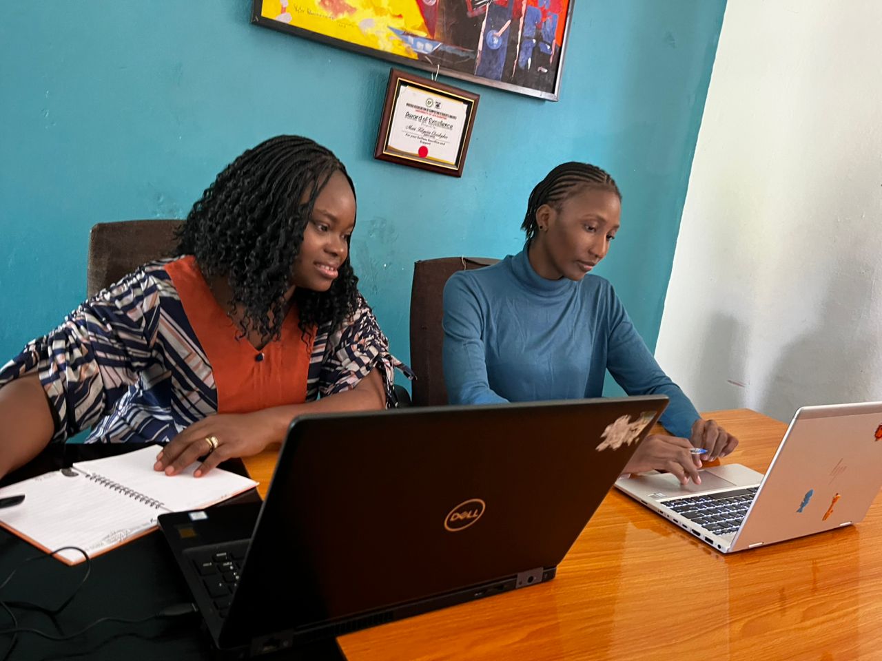 Tabitha & Cynthia, from the University of Jos, hard at work.