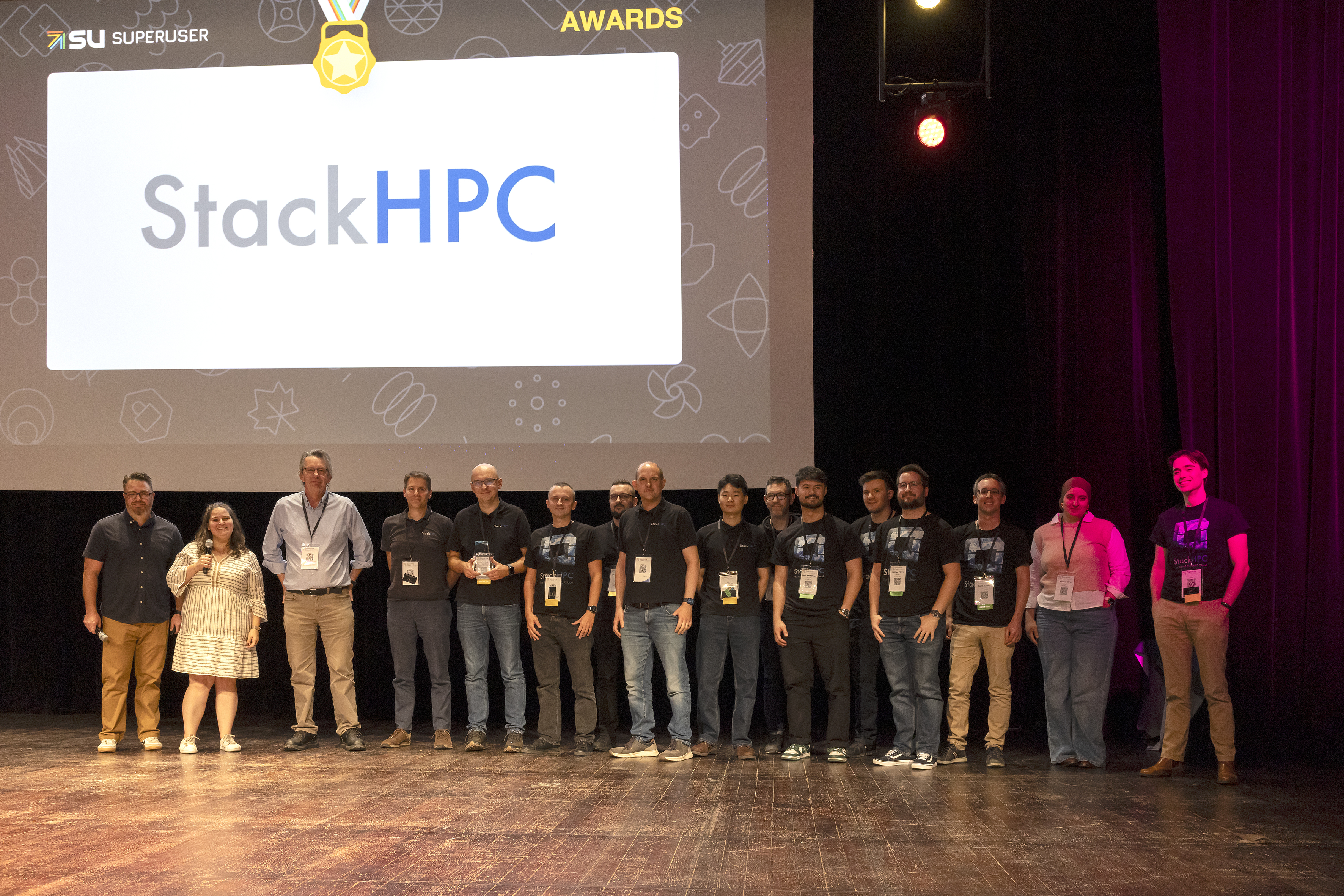 StackHPC on stage for the Super User award at the OpenInfra Summit in Paris.